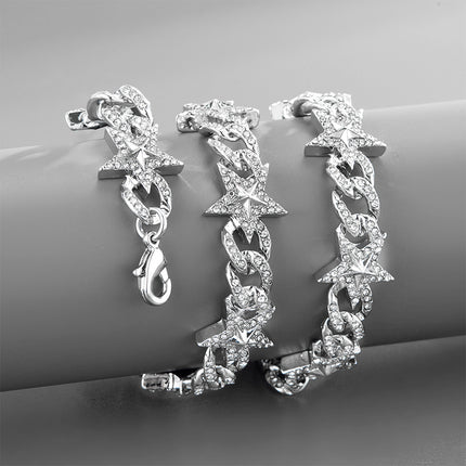 European and American Fashion Explosions Niche Design Star Necklace Personality Diamond Cuban Chain Street Trend All-match Chain
