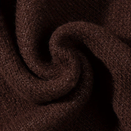 Brown V-Neck Knitted Vest with Eye-Catching "Brooklyn" Letter Jacquard and White Trim