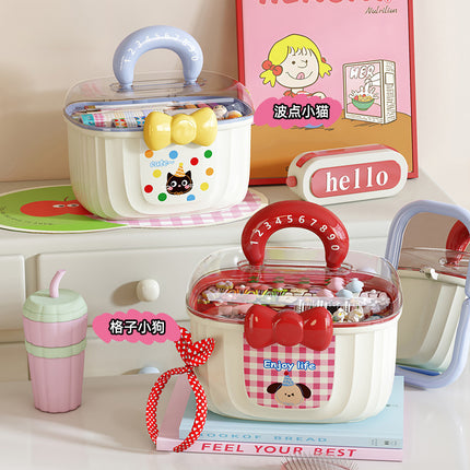 Dopamine Hair Jewelry Box Children's Cartoon Double Layer with Separated Large Capacity Hairpin Jewelry Plastic Portable Storage Box