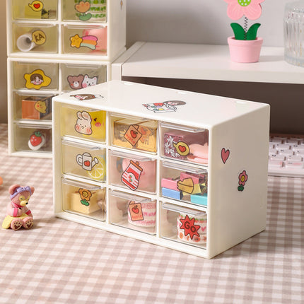 ZT0039 Student ins Jiugongge Pull-out Dustproof Storage Box Desktop Cosmetics Stationery Jewelry Six Palace