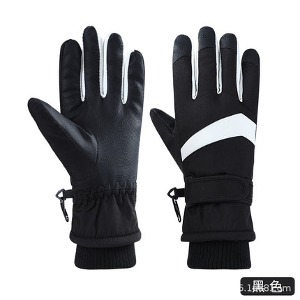 Curved-Finger Ski Gloves for Men and Women with Brushed Lining, Full Touch-Screen Palm, Cold-Proof, Warm, Non-Slip, Windproof Cycling Gloves