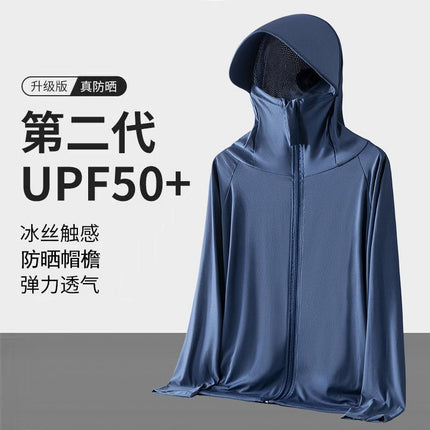Ice Silk Sun Protection Clothing Upf50+ Summer Breathable Thin Hooded Anti-Uv Sun Protection Clothing Men's Fishing Jacket Men