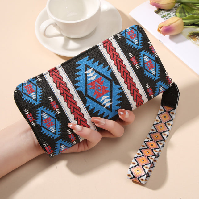 Cross-Border New Model Women's Korean-Style Long Versatile Large-Capacity Double-Layer Retro Pattern Coin Purse and Phone Bag