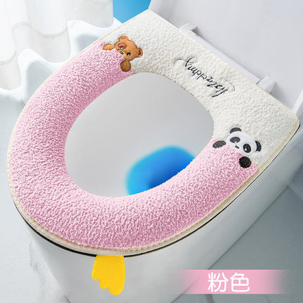 Household toilet cover portable zipper toilet seat cushion winter plush toilet seat cover waterproof thickened toilet mat