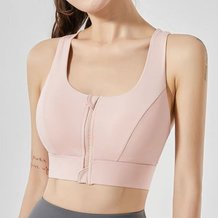 One-piece Zipper Sports Underwear Yoga Vest Running Fitness Shockproof Outer Wearing Bra Women's Bra Shock Absorbing