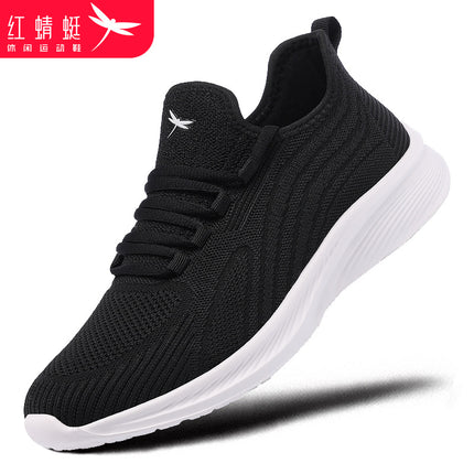 Red Dragonfly Men's Sports Breathable Mesh Shoes Summer Soft Sole Deodorant Long Standing Shoes for the Elderly Dad Casual Shoes