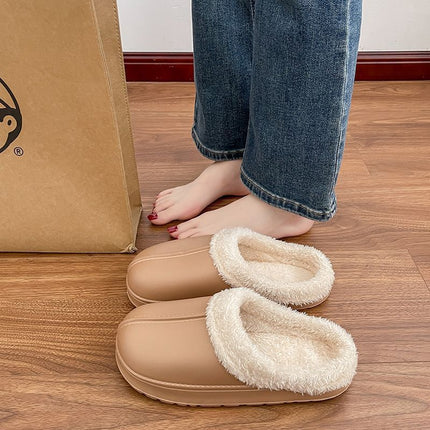 Women's Cotton Slippers for Winter 2025, Indoor Home Non-Slip Autumn and Winter Cold-Proof Closed-Toe Waterproof Fur Slippers for Winter Home Use