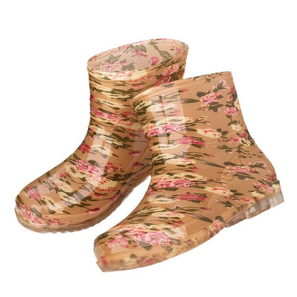Low-cut women's rain boots short water shoes women's rubber shoes kitchen work waterproof non-slip warm water boots short rain boots wholesale