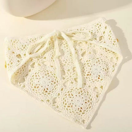 European and American Cross-Border French Ins Retro Handmade Crochet Triangle Scarf Women's Personalized Travel Photo Headscarf Hairband