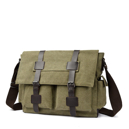 Korean Style Canvas Crossbody Bag Trendy Shoulder Bag Men's Large Capacity Student Computer Bag Camera Bag Large Factory Direct Sale