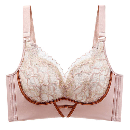 0.3CM Thin Large Cup Underwear Women's No Steel Ring Breathable 44 plus size Bra Push-up Adjustable Lace Hair