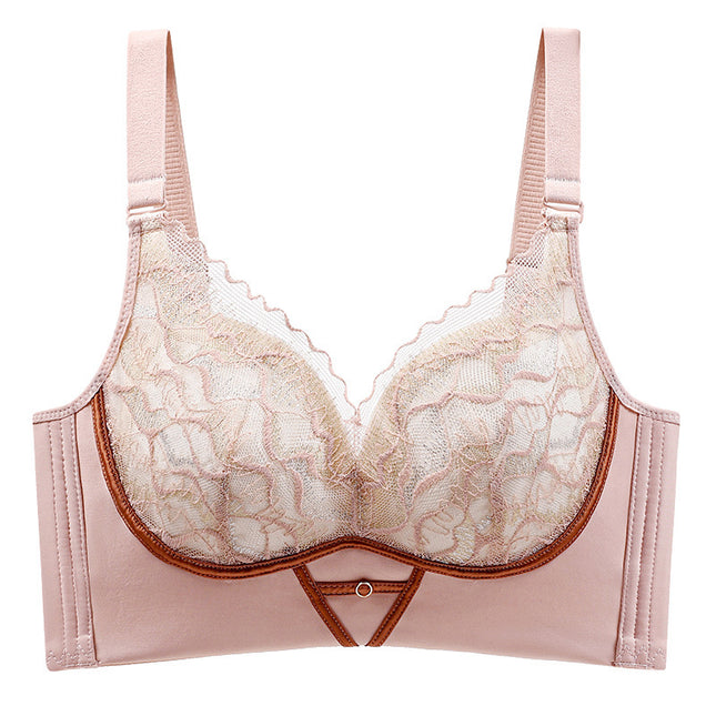 0.3CM Thin Large Cup Underwear Women's No Steel Ring Breathable 44 plus size Bra Push-up Adjustable Lace Hair