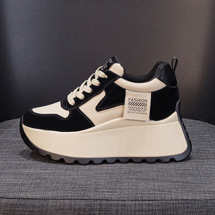 2025 Autumn and Winter New Fashion Thick-Soled Heightening 8cm Trendyy Letters Versatile Women's Casual Shoes Sports Shoes Brown