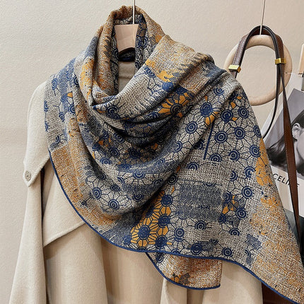 Spring and autumn texture silk wool scarf women's autumn and winter silk wool large square scarf warm shawl dual-purpose women's all-match temperament