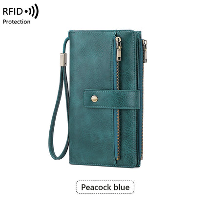Cross-Border New Rfid Anti-Magnetic Women's Wallet with Multiple Card Slots 70% off Long Wallet European and American Retro Fashion Clutch Bag