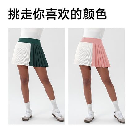 Spring and summer new contrast color yoga skirt tight elastic golf tennis skirt anti-light running sports skirt women