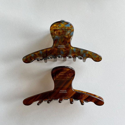 Korea Imported Retro Elegant Caramel Line Sense Dark Brown Mint Medium Curved Disc Hair Grab Clip Shark Clip