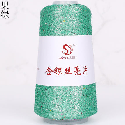 silk yue/diy hand-woven wool ball sweater line magic color gold and silver sequin line wrapped flower colorful companion wiring