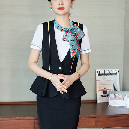 Hotel restaurant bar KTV waiter workwear professional shirt vest suit men's and women's front office reception work clothes