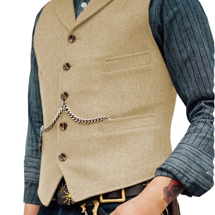 Cross-border European and American men's tough man herringbone suit collar waistcoat Ami Khaji rock punk locomotive men's waistcoat