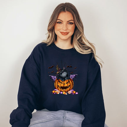 Cross-Border European and American Style Halloween Pumpkin Cat Sweatshirt Cute Funny Pattern Loose Pullover Sweatshirt
