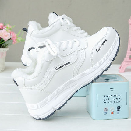 Sneakers Women's Shoes Spring 2022 New ins All-match Running Shoes Winter Fleece-added Cotton Shoes Casual White Shoes