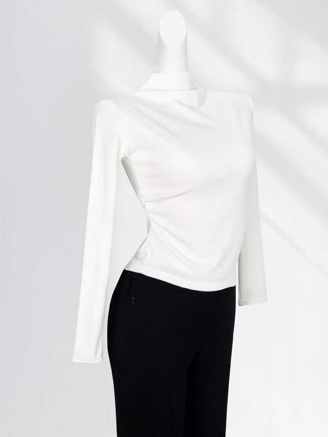 Super Slimming brushed thread half turtleneck bottoming shirt high waist short slim-fit long sleeve hot girl top spring women's clothing