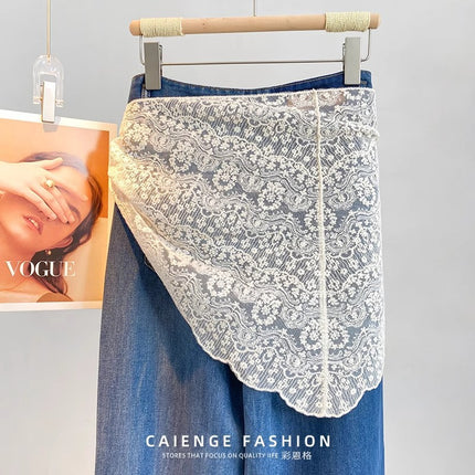 Plus-Size Lace Skirt Cover-Up for Women 2025 New Style Layered Half-Skirt with Triangle Waist Scarf to Cover the Hips, Skirt Cover-Up Apron