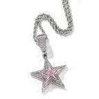 Silver pink pendant +24inch twist chain