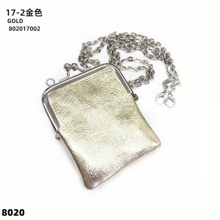 Satin Single Piece Mini Genuine Leather Coin Purse Lipstick Small Bag Buckle Storage Bag Open Buckle Crossbody Headset Bag