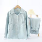 Lapel-air cotton-diamond grid-blue / M