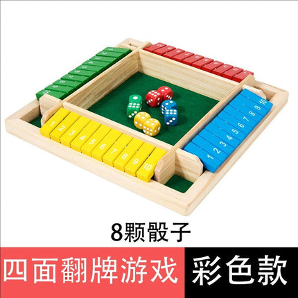 Double-sided Digital Four-sided Flip Card Game Chess Children's Parent-child Table Game Bar Party Drinking Wine Order Wooden Toy