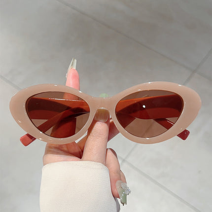 European and American Style Cat's Eye Small Frame Korean Style Trendy Sunglasses Small Chanel Style High-Level Street Shot Slim Look Jelly Color Sunglasses