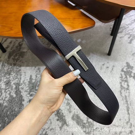 BelT LeTTer Buckle T-shaped BelT PanTs Men's Genuine LeaTher BelT Fashion Double-sided Cowhide Men's BelT Wholesale FacTory