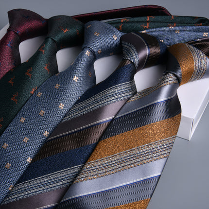 Tie Men's Dress Business Stripe 8cm New Jacquard Hidden Blue Executive Hand Tie Wedding Festive Spot