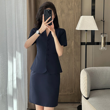 Short-Sleeved Suit Women's Summer Thin Business Attire Jewelry Store Gold Store Sales Workwear Hotel Front Desk Workwear
