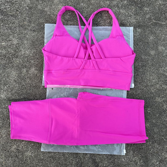 Women's Naked Riding Tight Yoga Shorts suit Hollow-out Back Cross Sports Underwear gym yoga set