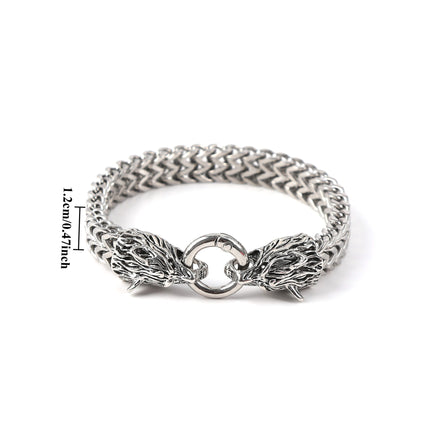 Foreign trade hot vintage Viking wolf head bracelet men's stainless steel chain European and American fashion Norwegian style bracelet wholesale