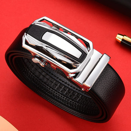 Automatic buckle belt men's business belt covered pig sausage belt versatile trendy belt one-piece delivery factory direct sales
