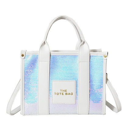 Cross-Border 2025 New Bags Korean Style Fashionable Simple Sequin Bags Tote Bag Shoulder Crossbody Handbag