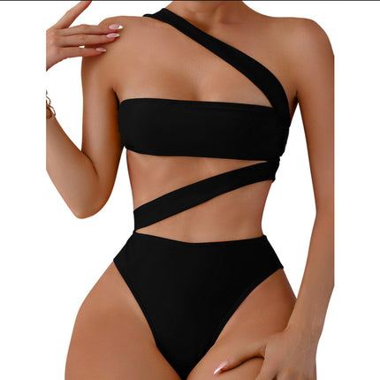 2024 new women's stitching one-piece swimsuit European and American sexy hot girl one-piece clothing Amazon hot in stock