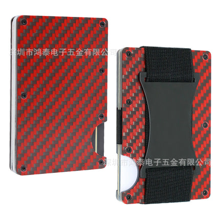 Cross-border Forged Carbon Pattern Card Holder RFID Metal Card Holder Red Forged Carbon Blue Forged Carbon Men's Minimalist Ultra-thin Wallet