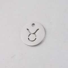 Mirror Stainless Steel 12 Zodiac Sign Round Pendant DIY Jewelry Accessories Gold Coin Titanium Steel Necklace Jewelry