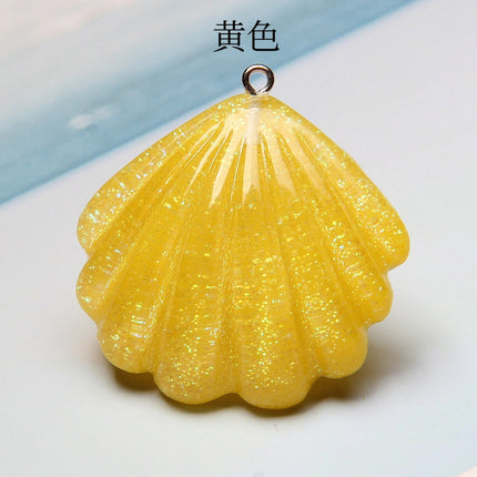 Artificial shell pendant resin transparent glitter shell cross-border hot shell necklace pendant diy accessories