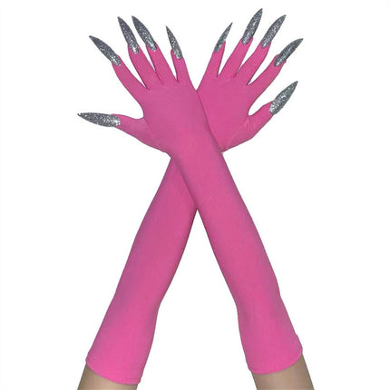 48cm European and American Fashion Halloween Gloves Long Nails Ghost Claw Gloves Long Performance Props Costume Black Red Claw