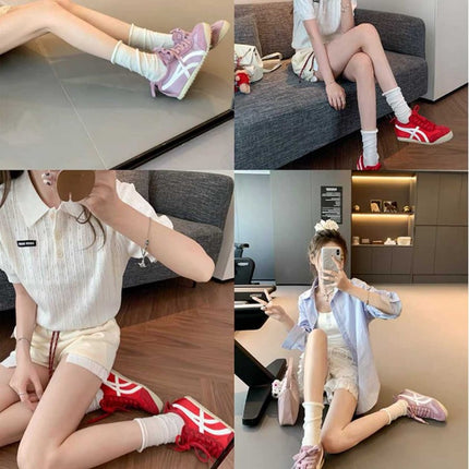 Pigskin Su Yinyin 4.5cm Soft Collapse Interior Height Silk Color-matching Heel Forrest Gump Casual Shoes Women's German Training Shoes