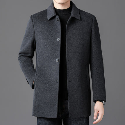 Counter Genuine Men's High-Quality Double-Sided Cashmere Outwear Middle-Aged Dad Casual Woolen Windbreaker Goose down Liner