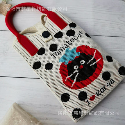 Girl's Heart-Shaped Knitted Crossbody Bag