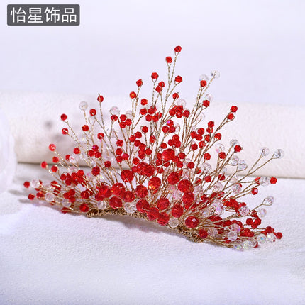 Yixing European and American Cross-Border Hair Accessories Comb Wholesale Luxury High-End Crown Hair Accessories Heavy Handmade Forest Hair Crown A326