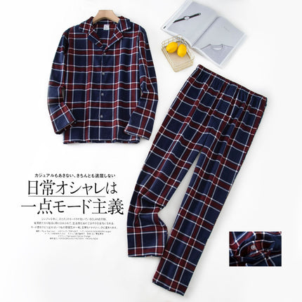 [Ready Stock] Men's Suit Long-Sleeved Pants Autumn and Winter Pajamas Velvet Plaid